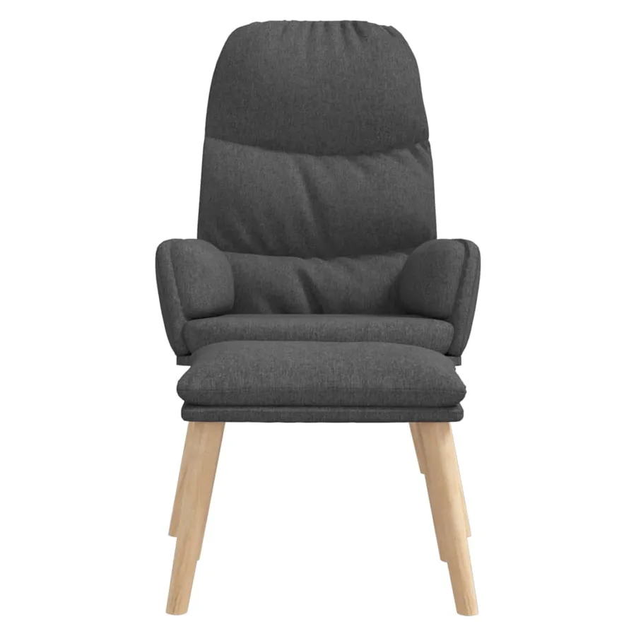 Chaise de relaxation avec tabouret Gris foncé Tissu - 3
