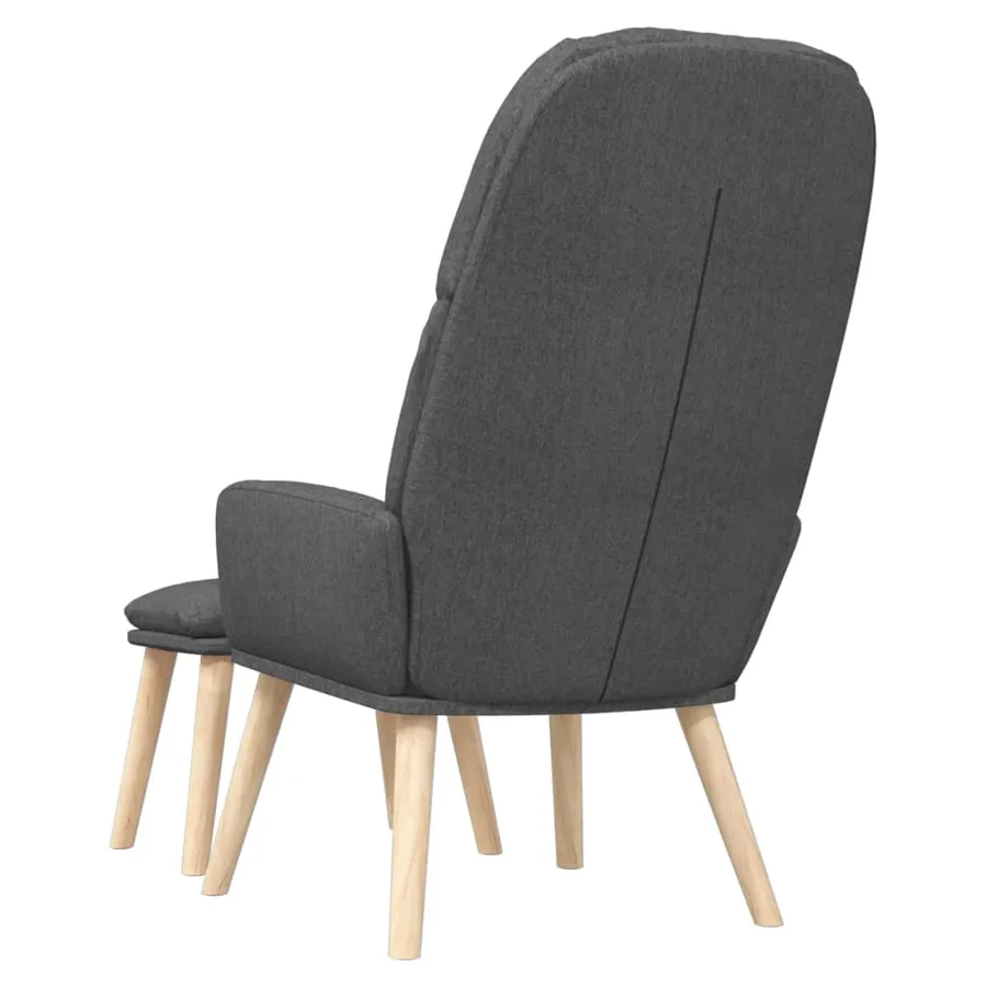 Chaise de relaxation avec tabouret Gris foncé Tissu - 5