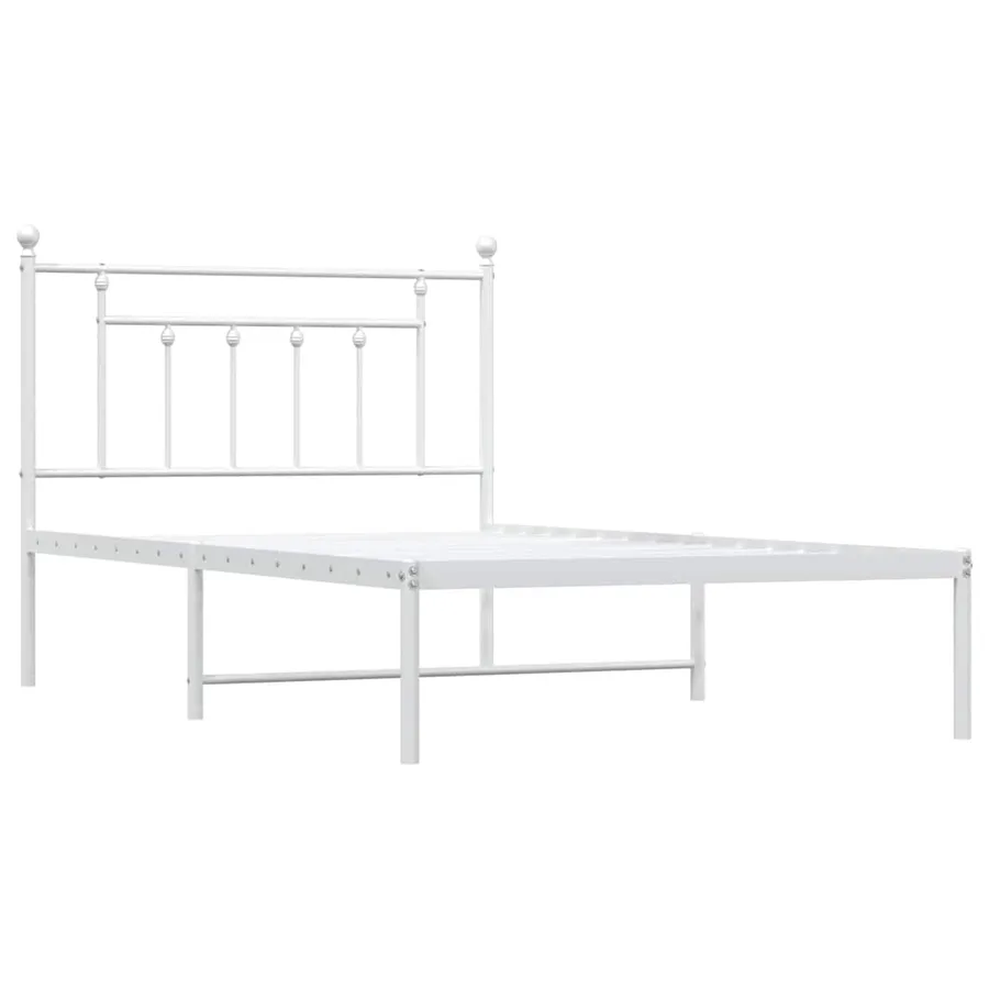 Cadre de lit métal sans matelas et tête de lit blanc 100x200 cm - 3