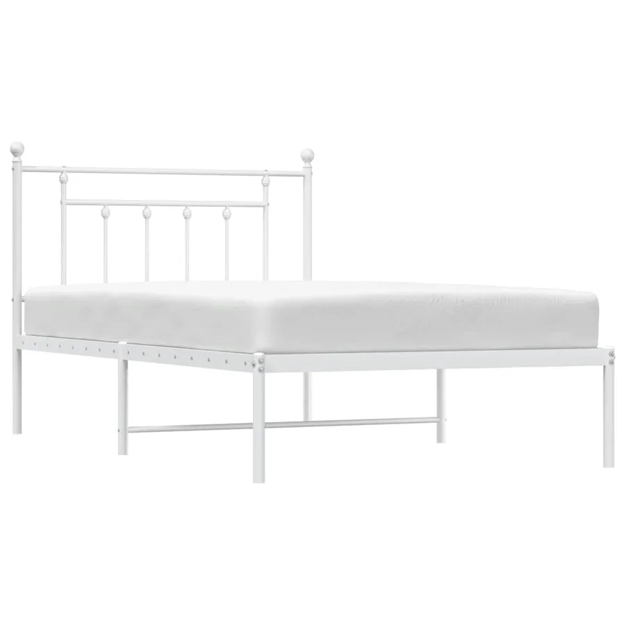Cadre de lit métal sans matelas et tête de lit blanc 100x200 cm - 5
