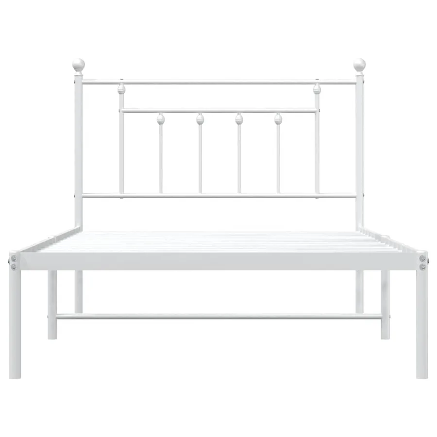 Cadre de lit métal sans matelas et tête de lit blanc 100x200 cm - 6
