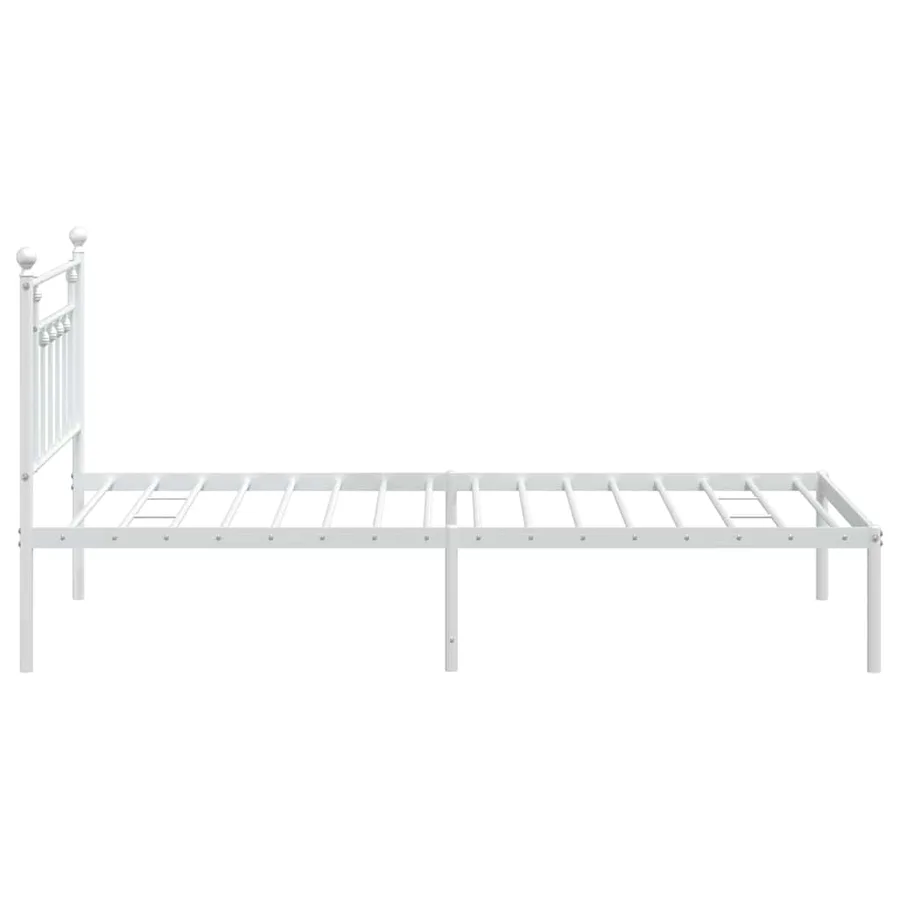 Cadre de lit métal sans matelas et tête de lit blanc 100x200 cm - 7