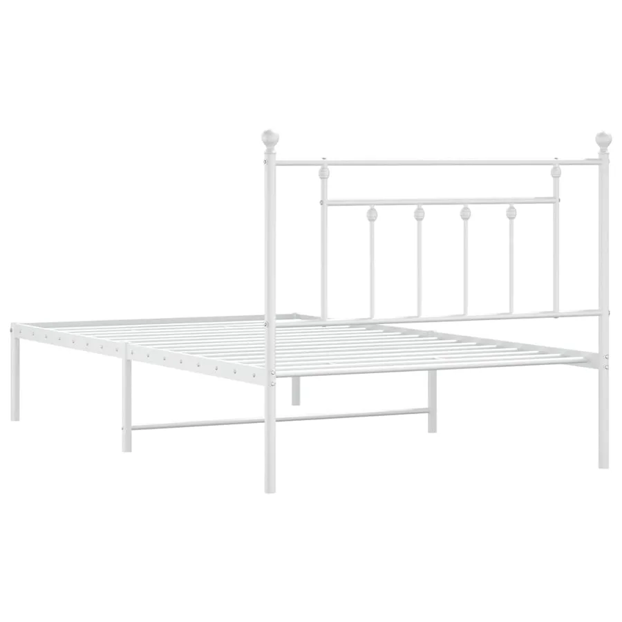 Cadre de lit métal sans matelas et tête de lit blanc 100x200 cm - 8
