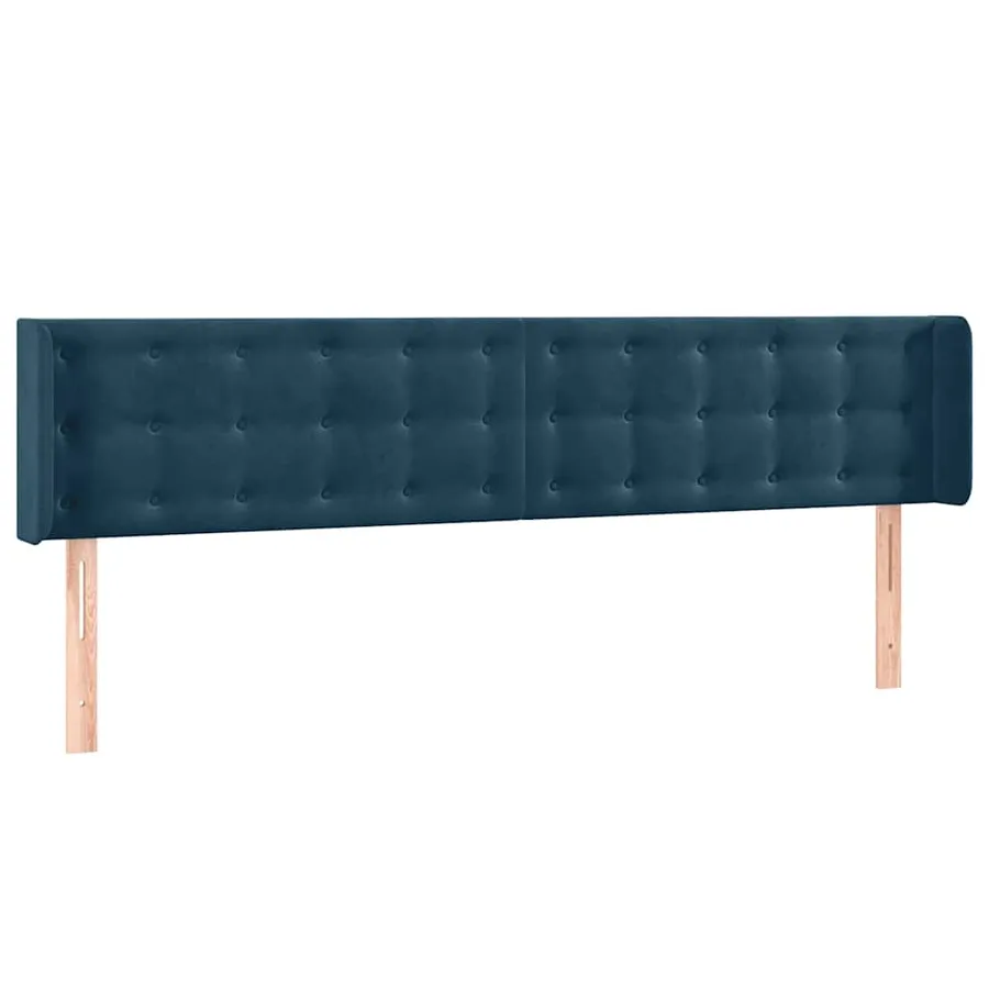 Tête de lit avec oreilles Bleu foncé 163x16x78/88 cm Velours - 2