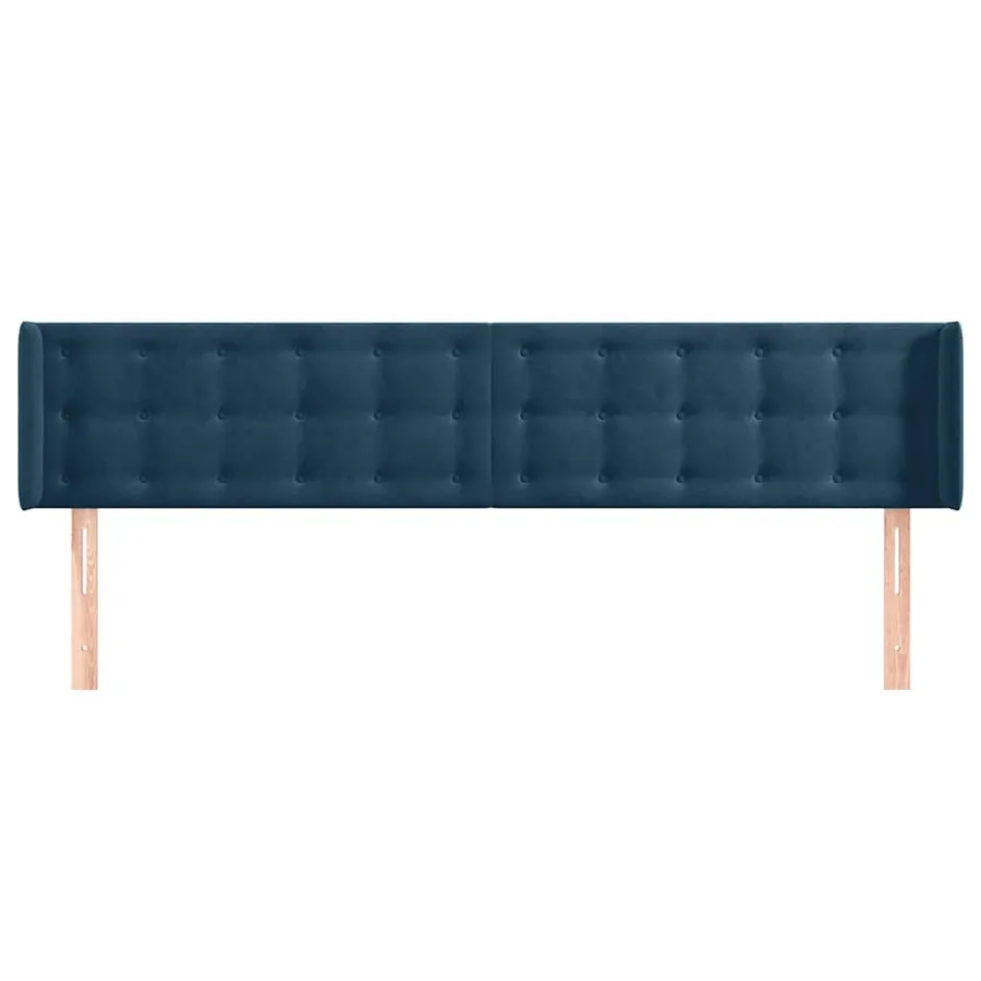 Tête de lit avec oreilles Bleu foncé 163x16x78/88 cm Velours - 3