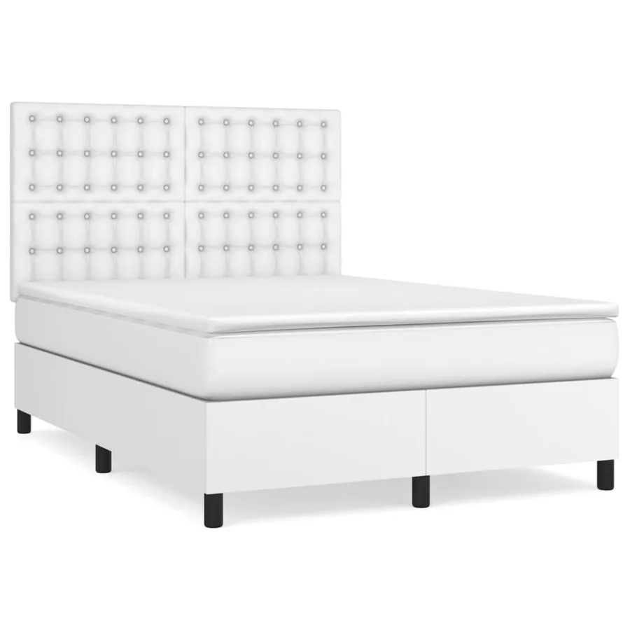 Sommier à lattes de lit avec matelas Blanc 140x200cm Similicuir - 2