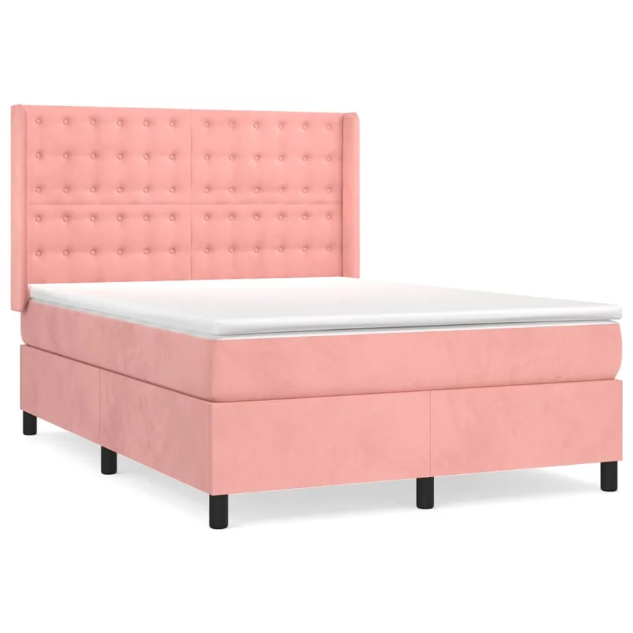 Sommier à lattes de lit avec matelas Rose 140x190 cm Velours - 2