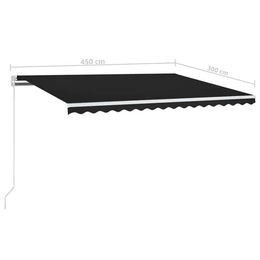 Auvent manuel rétractable avec LED 450x300 cm Anthracite - 7