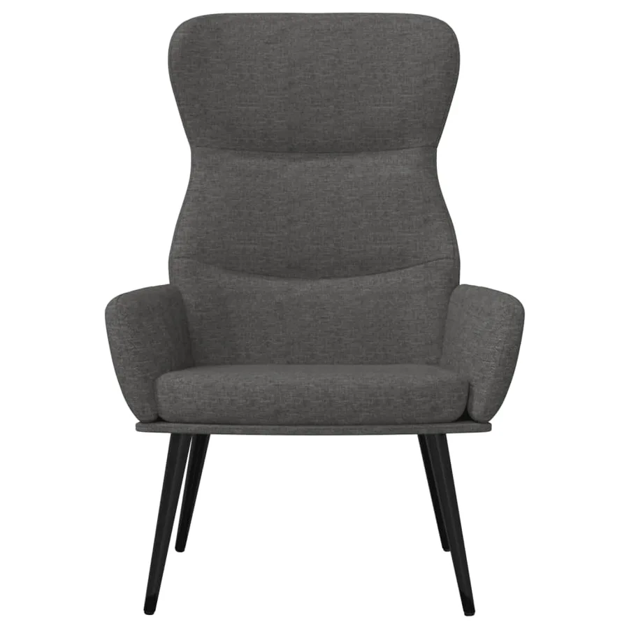 Chaise de relaxation avec tabouret Gris foncé Tissu - 4