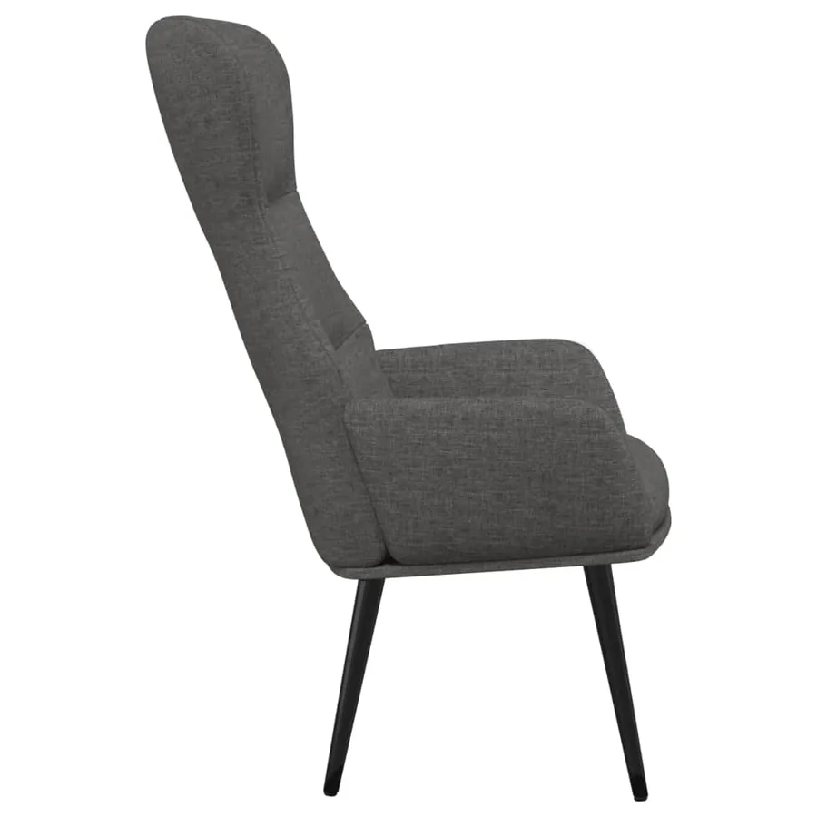 Chaise de relaxation avec tabouret Gris foncé Tissu - 5