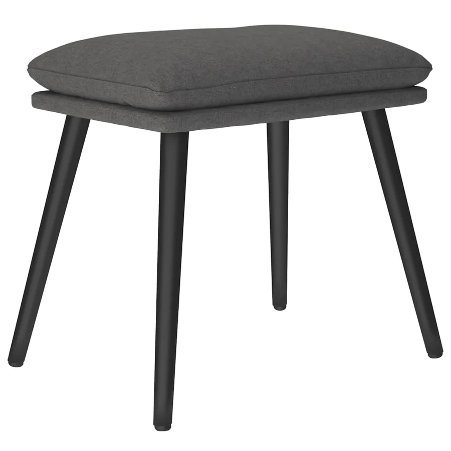 Chaise de relaxation avec tabouret Gris foncé Tissu - 8