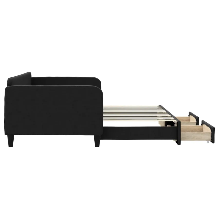 Lit de jour avec gigogne et tiroirs sans matelas noir 100x200cm - 4