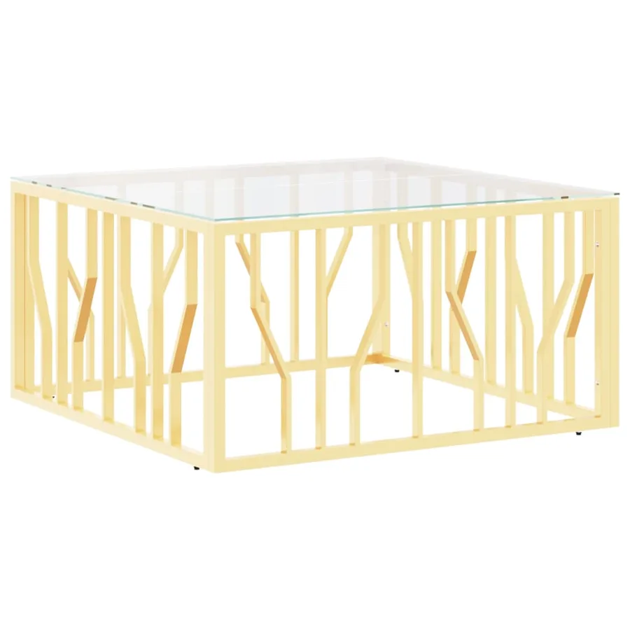 Table basse doré 80x80x40 cm acier inoxydable et verre - 2
