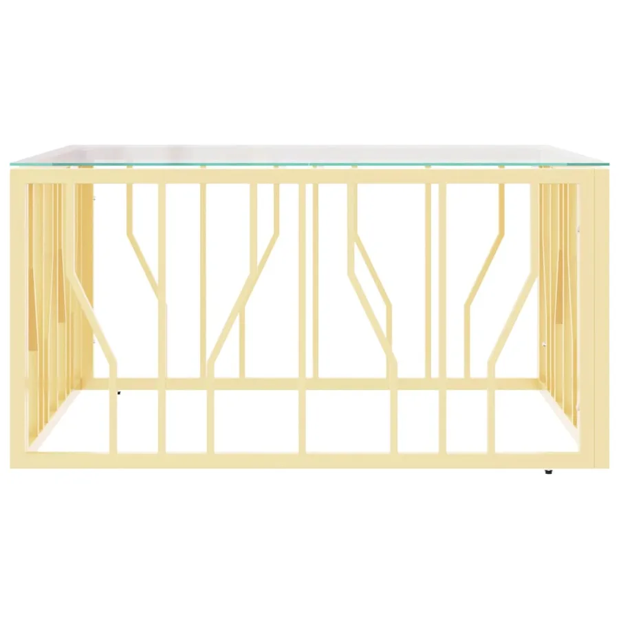 Table basse doré 80x80x40 cm acier inoxydable et verre - 4