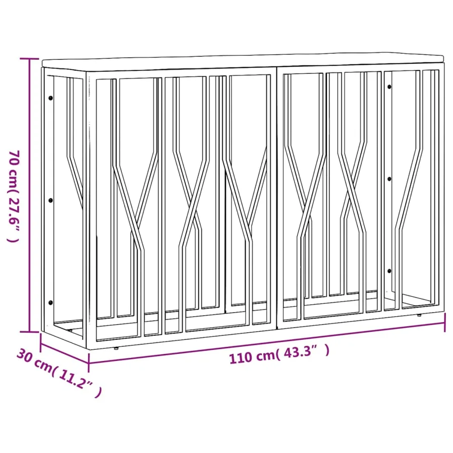 Table console doré acier inoxydable et bois massif récupération - 6