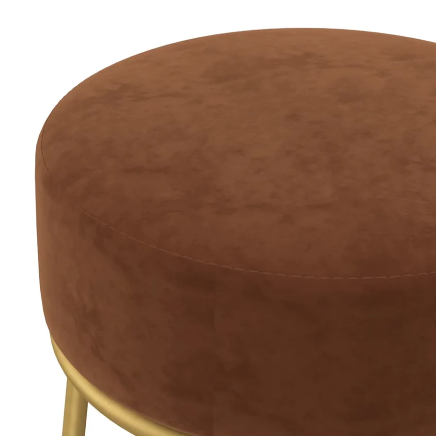 Tabouret rond Marron Velours - 4