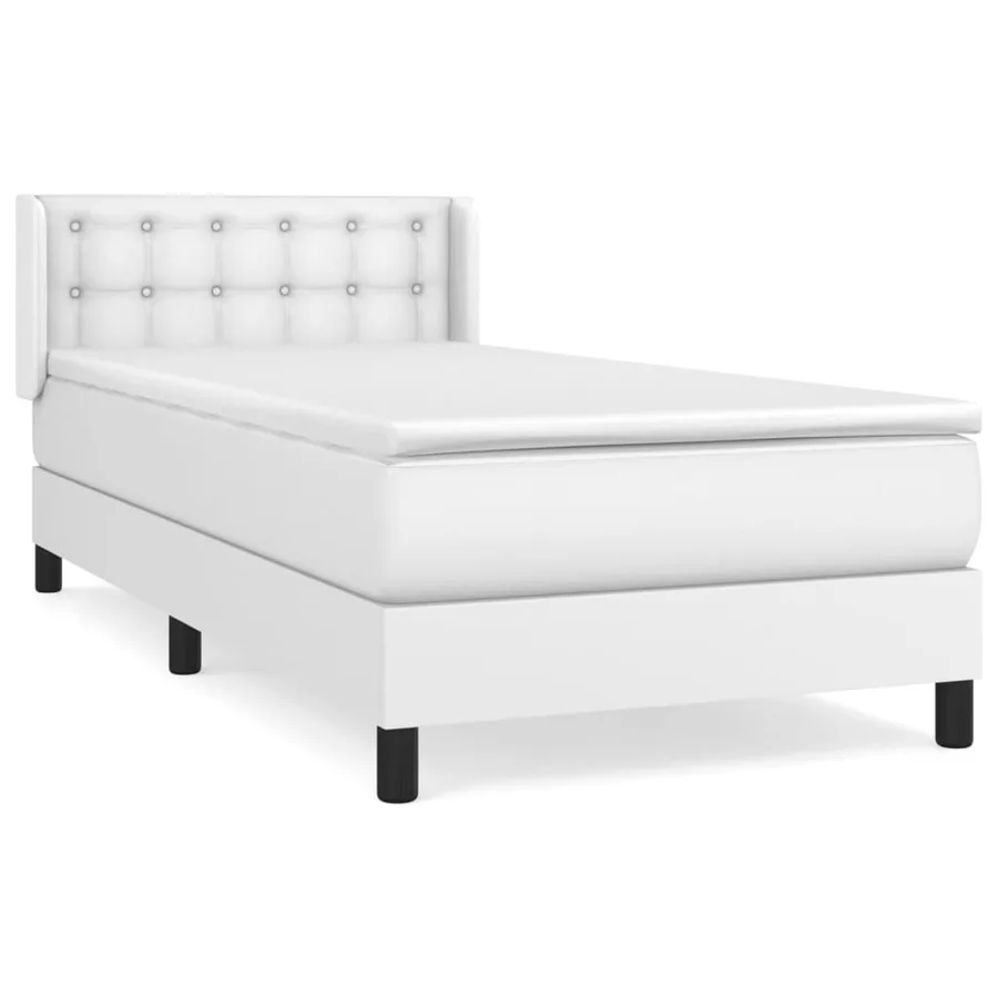 Sommier à lattes de lit avec matelas Blanc 90x200 cm Similicuir - 2