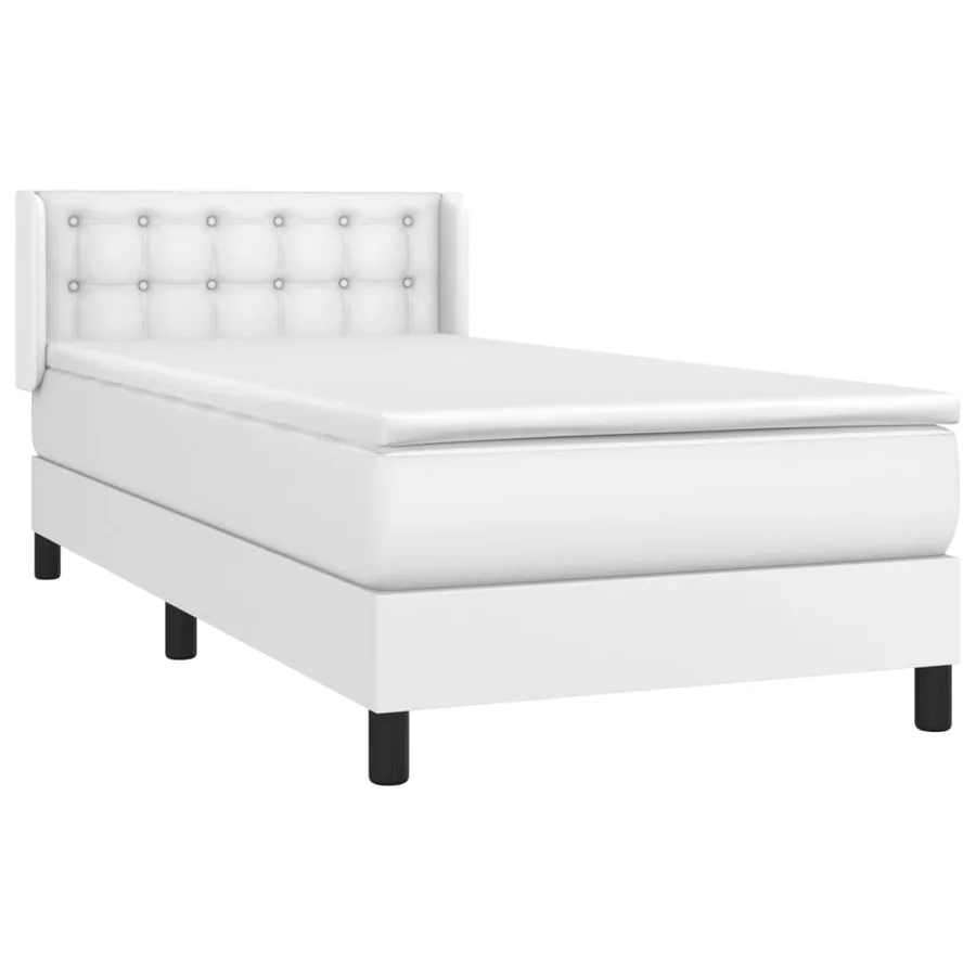 Sommier à lattes de lit avec matelas Blanc 90x200 cm Similicuir - 3
