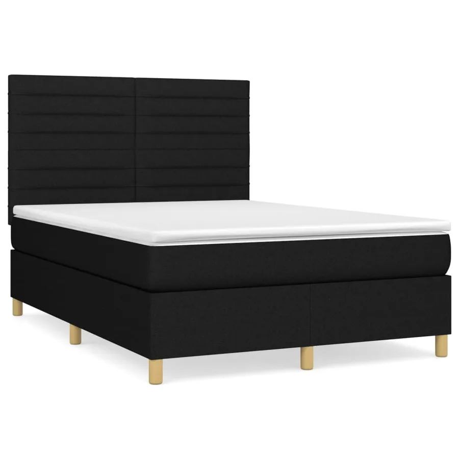 Sommier à lattes de lit avec matelas Noir 140x200 cm Tissu - 2