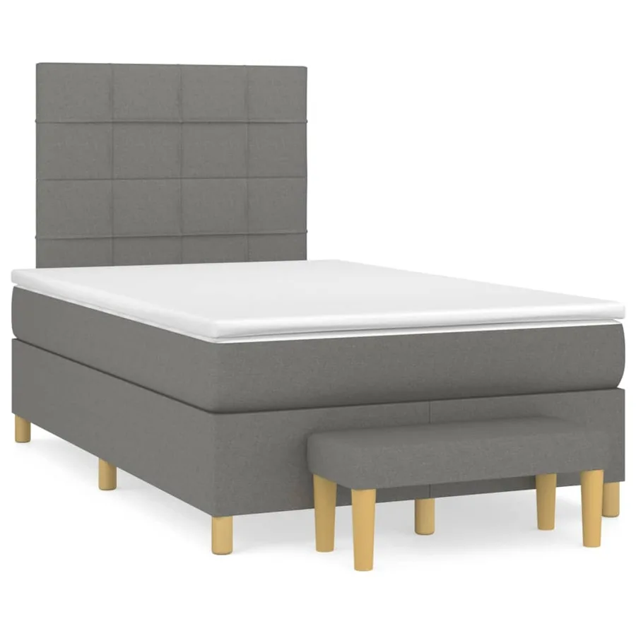 Sommier à lattes de lit avec matelas Gris foncé 120x200cm Tissu - 2