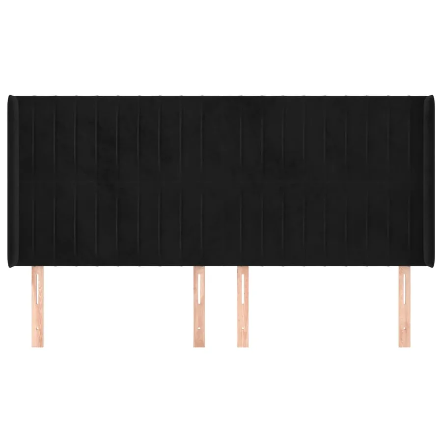 Tête de lit avec oreilles Noir 183x16x118/128 cm Velours - 3
