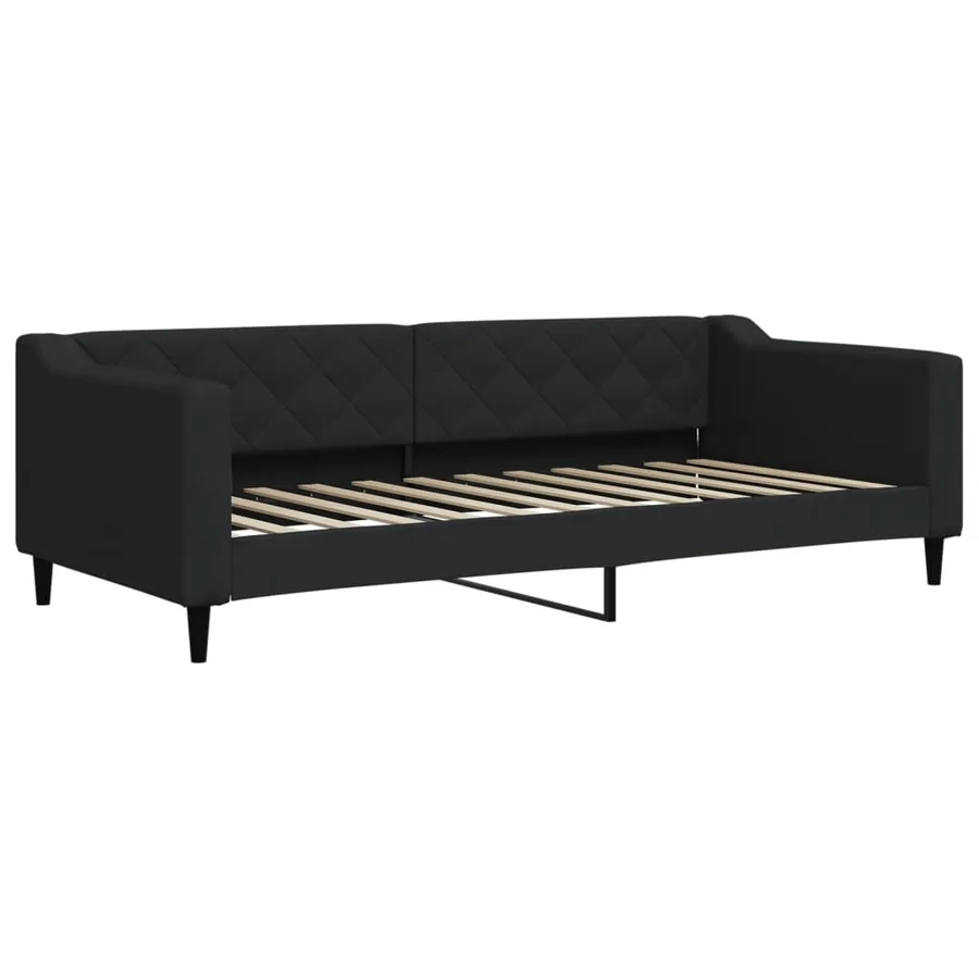Lit de jour avec gigogne et tiroirs noir 90x200 cm tissu - 4