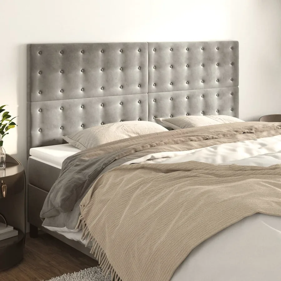 Tête de lit Gris clair 160x5x118/128 cm Velours