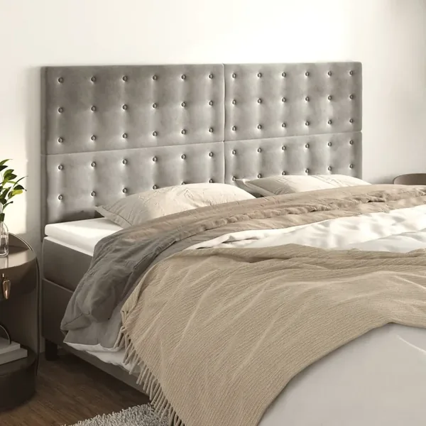 Tête de lit Gris clair 160x5x118/128 cm Velours