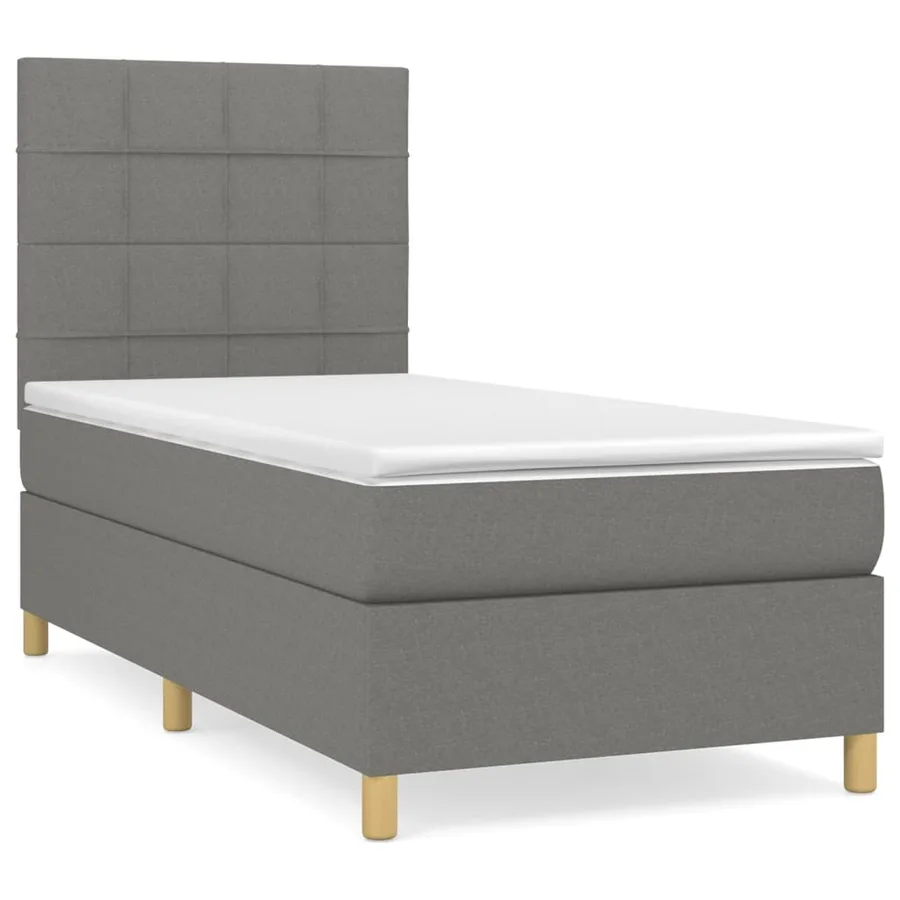 Sommier à lattes de lit avec matelas Gris foncé 100x200cm Tissu - 2