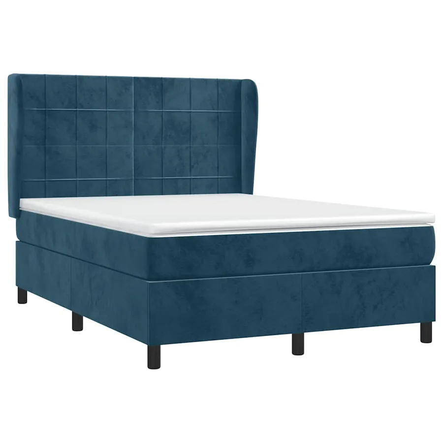 Sommier à lattes de lit et matelas Bleu foncé 140x200cm Velours - 3