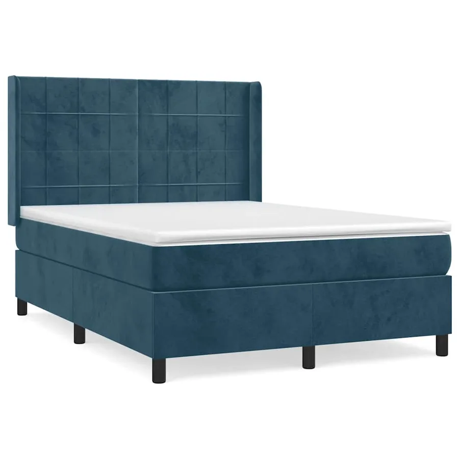 Sommier à lattes de lit et matelas Bleu foncé 140x190cm Velours - 2