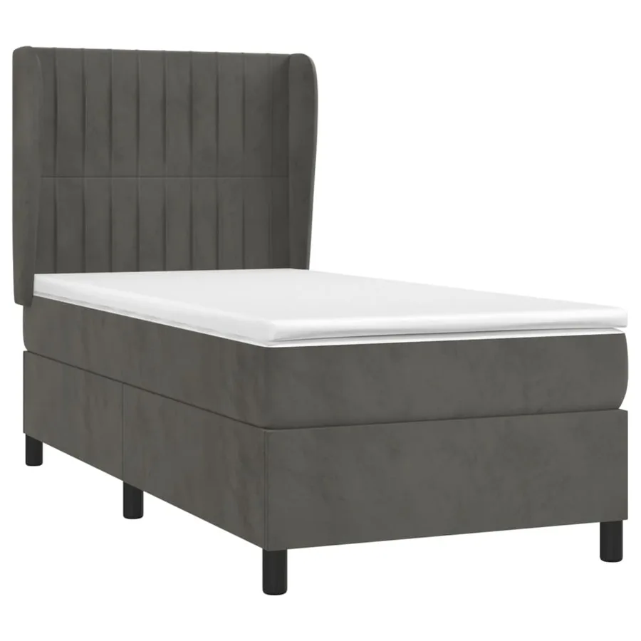 Sommier à lattes de lit et matelas Gris foncé 90x190 cm Velours - 3