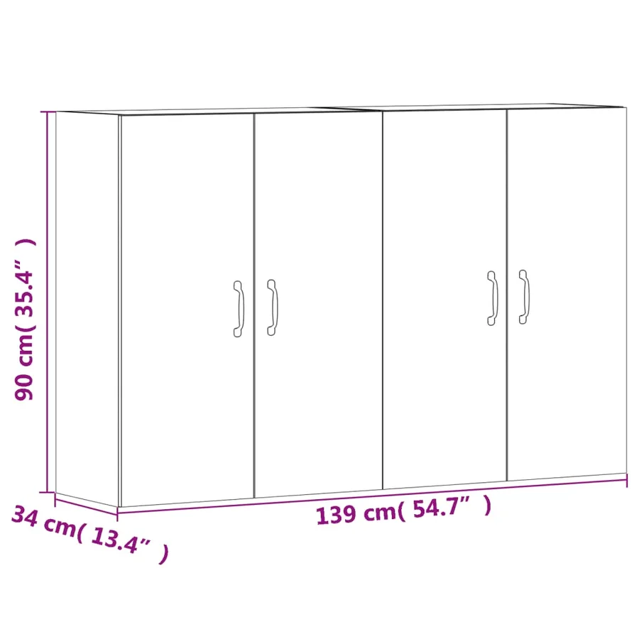 Armoires murales 2 pcs chêne sonoma bois d'ingénierie - 12