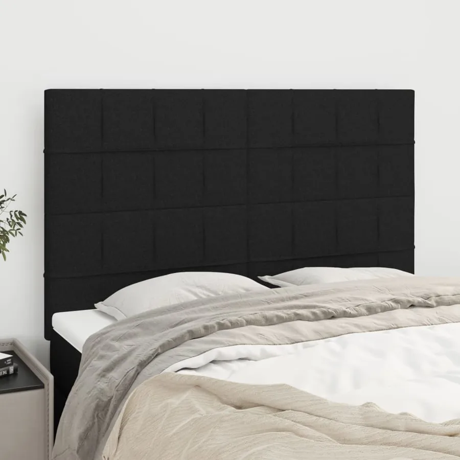 Tête de lit Noir 144x5x118/128 cm Tissu