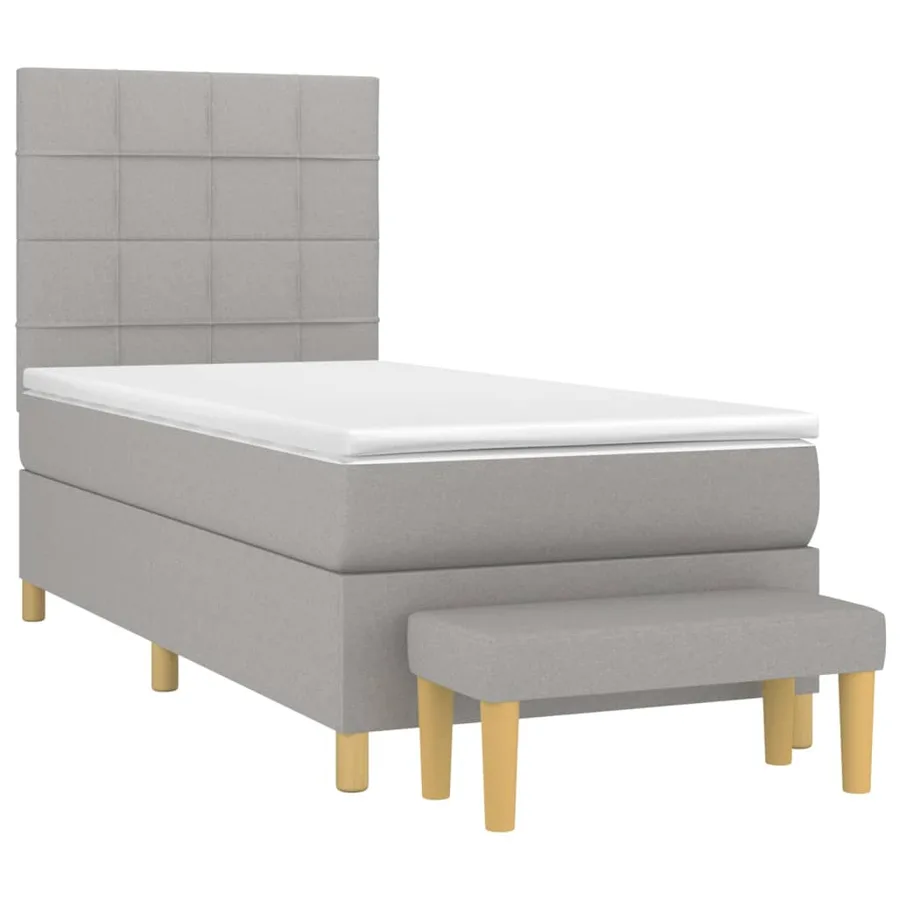 Sommier à lattes de lit avec matelas Gris clair 80x200 cm Tissu - 3