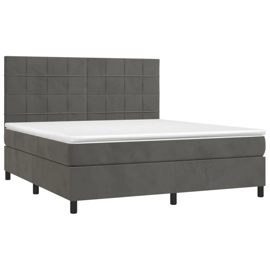 Sommier à lattes de lit matelas et LED Gris foncé 180x200 cm - 3