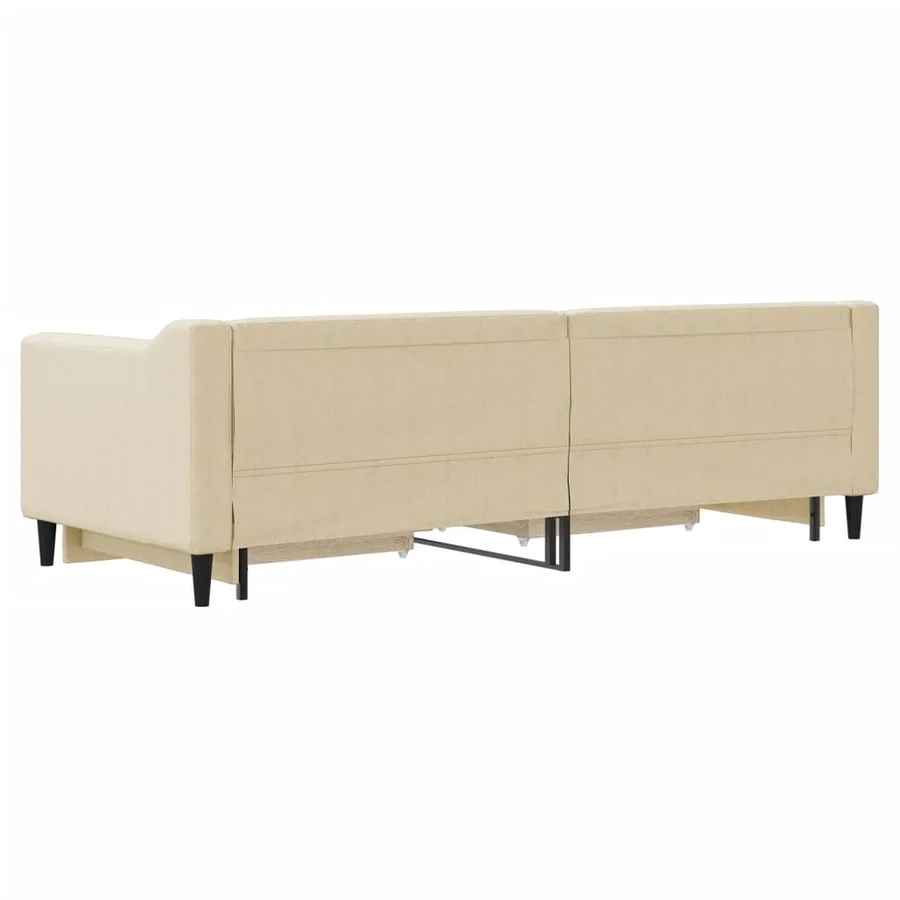 Lit de jour avec gigogne et tiroirs sans matelas crème 80x200cm - 8