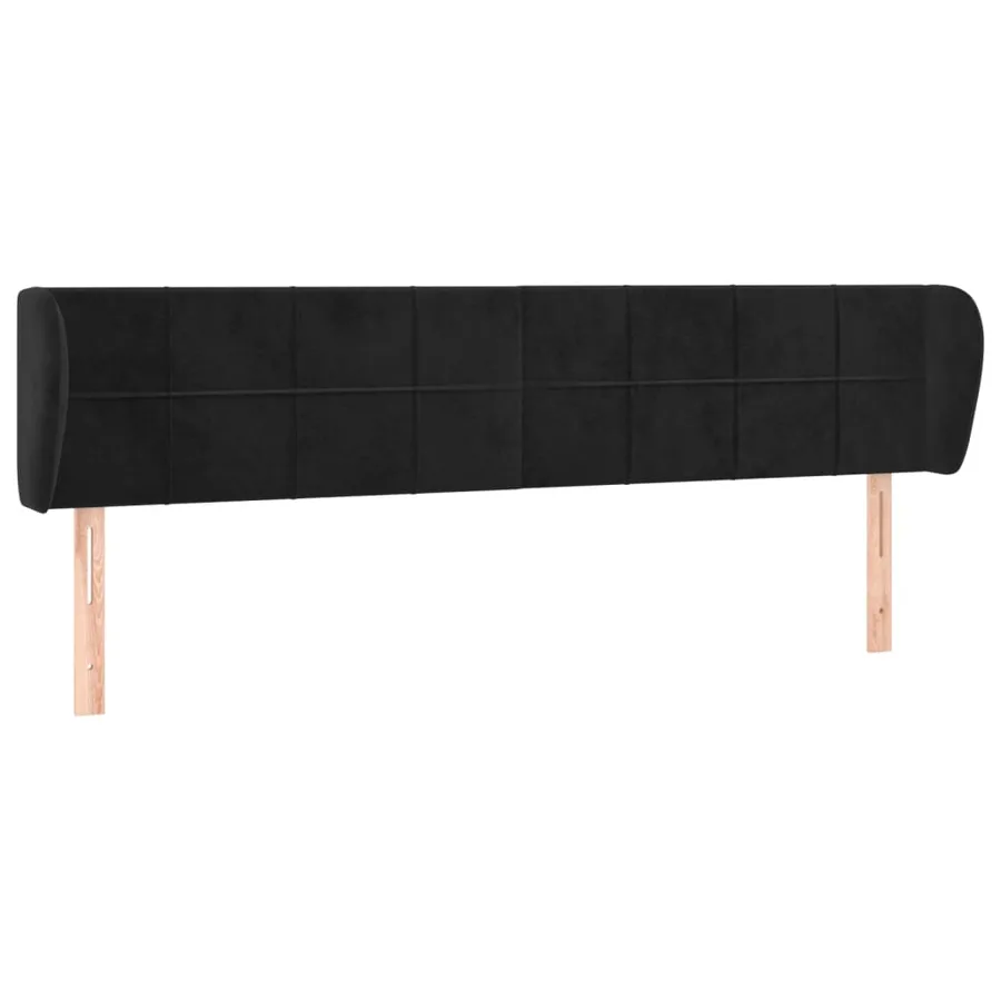 Tête de lit avec oreilles Noir 183x23x78/88 cm Velours - 2