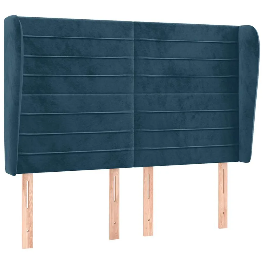 Tête de lit avec oreilles Bleu foncé 147x23x118/128 cm Velours - 2