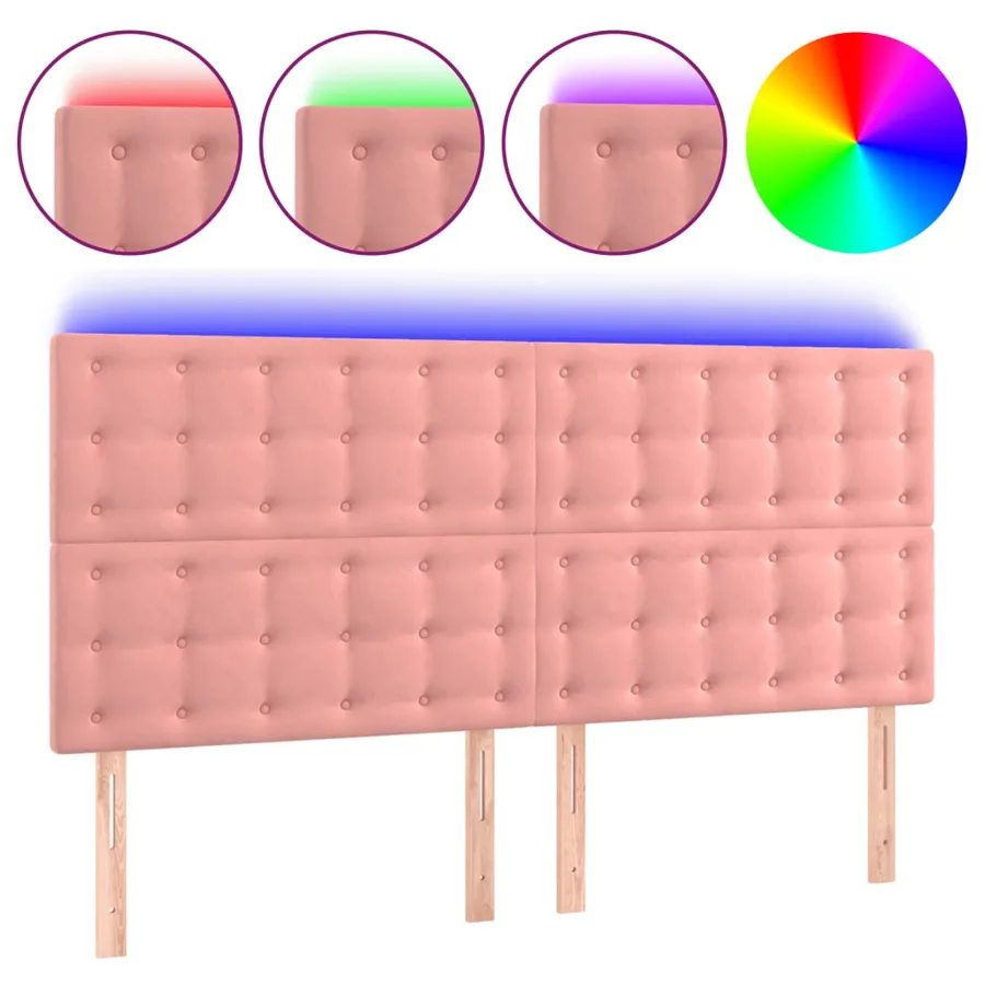 Tête de lit à LED Rose 160x5x118/128 cm Velours - 2