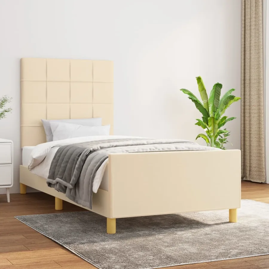 Cadre de lit sans matelas crème 80x200 cm tissu