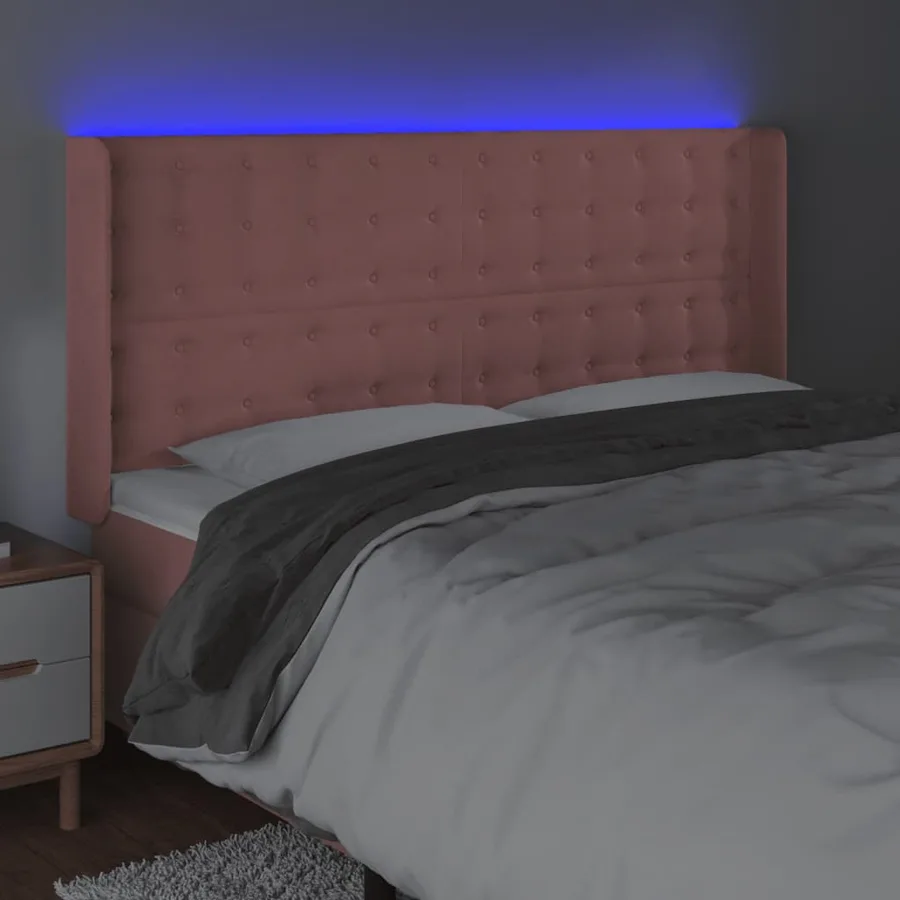 Tête de lit à LED Rose 163x16x118/128 cm Velours - 4