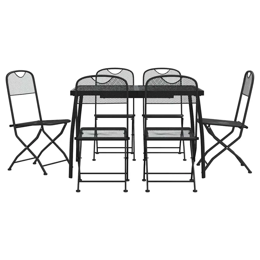 Ensemble à manger de jardin 7 pcs anthracite métal maille - 2