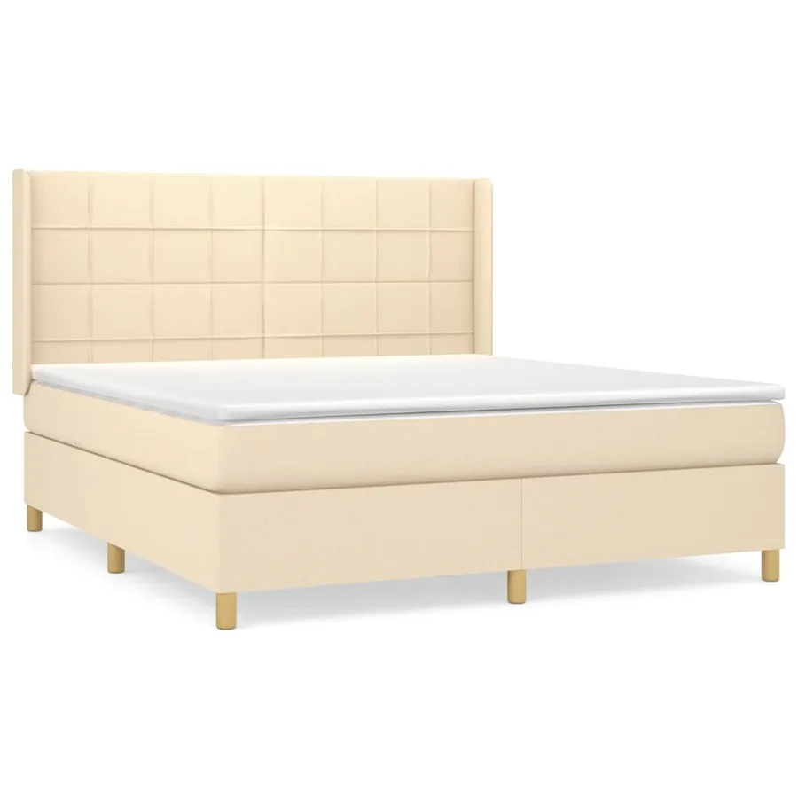 Sommier à lattes de lit avec matelas Crème 160x200 cm Tissu - 2