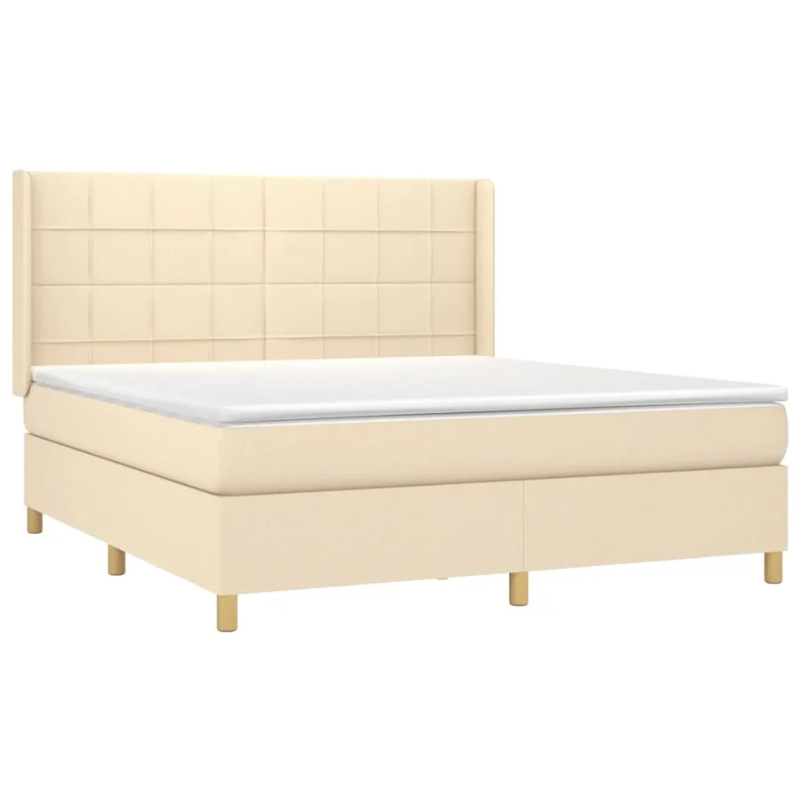 Sommier à lattes de lit avec matelas Crème 160x200 cm Tissu - 3
