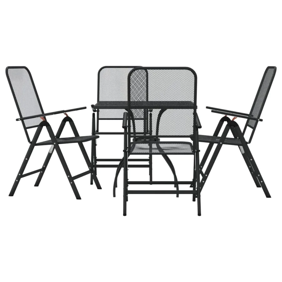 Ensemble à manger de jardin 5 pcs anthracite métal maille - 2