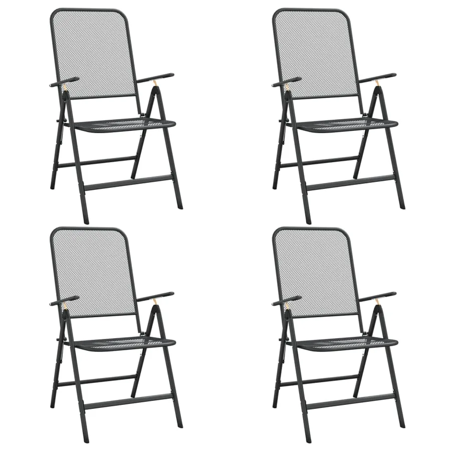 Ensemble à manger de jardin 5 pcs anthracite métal maille - 3