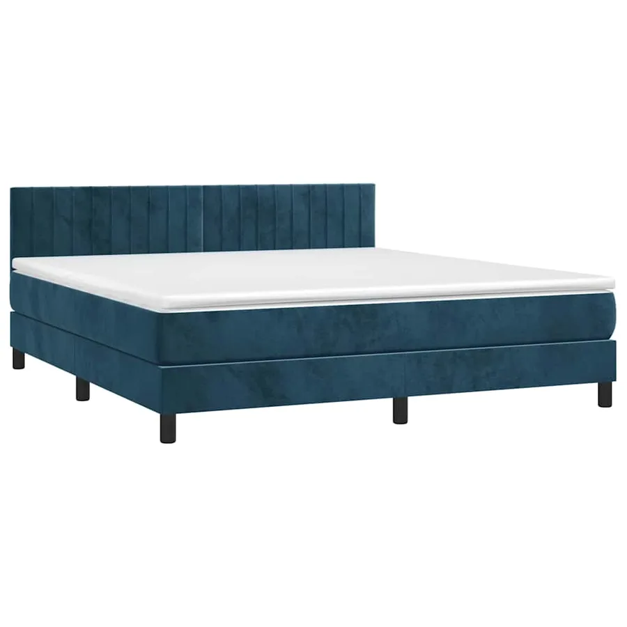Sommier à lattes de lit avec matelas LED Bleu foncé 180x200 cm - 3