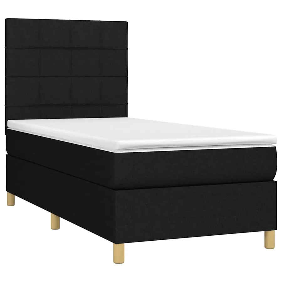 Sommier à lattes de lit et matelas et LED Noir 90x190 cm Tissu - 3