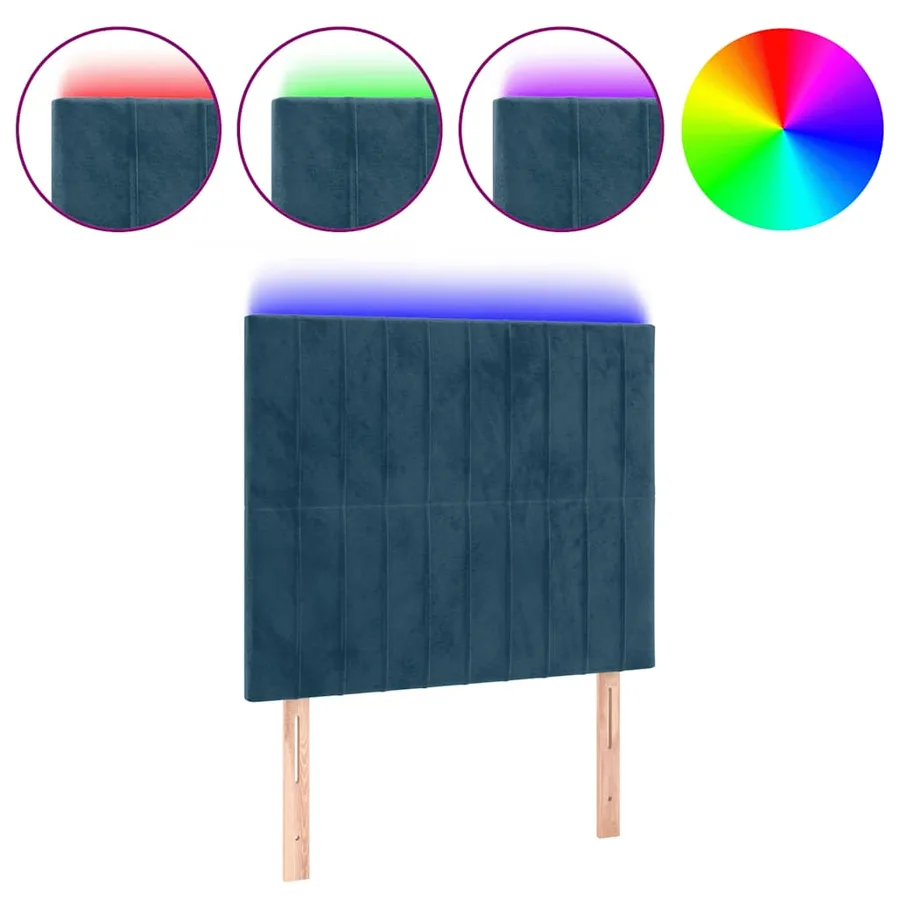 Tête de lit à LED Bleu foncé 90x5x118/128 cm Velours - 2